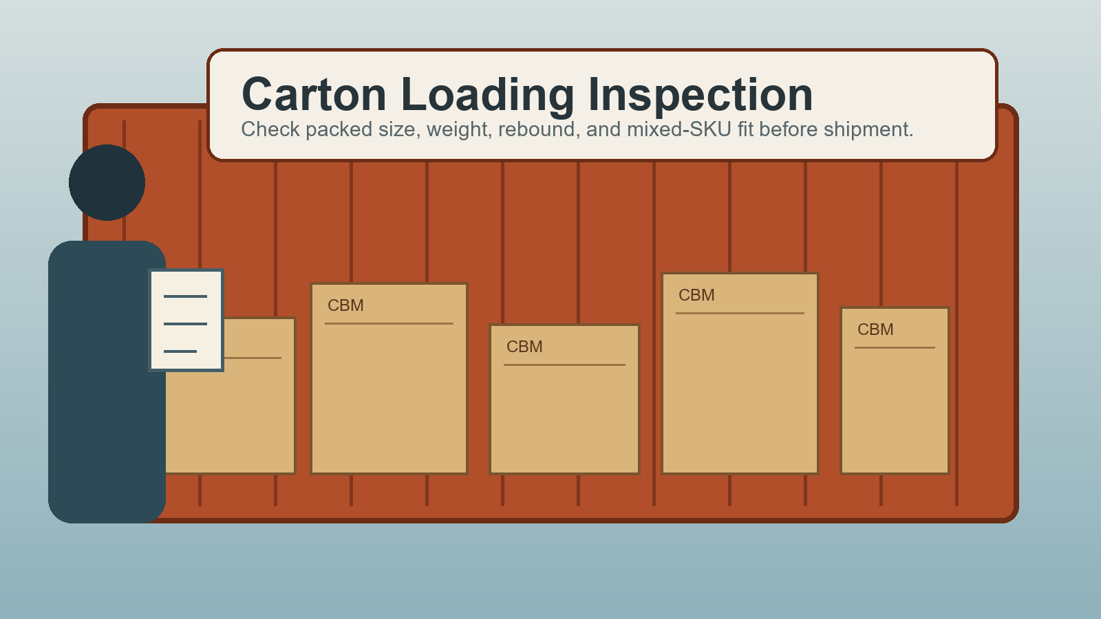 compressed sofa carton loading inspection scene