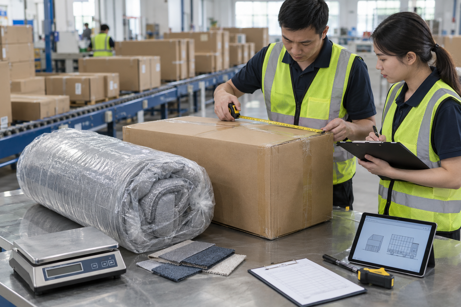 compressed sofa carton measurement and freight planning inspection