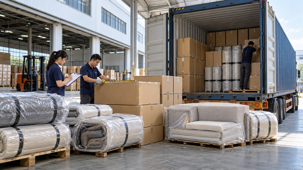 compressed sofa container loading hotel project hero image