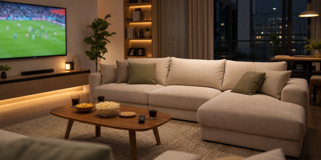 compressed sofa football watching room hero image