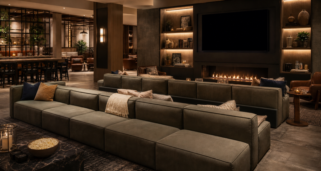 komprimiertes Sofa-Hotel-Lounge-Fußball-Saison-Heldenbild