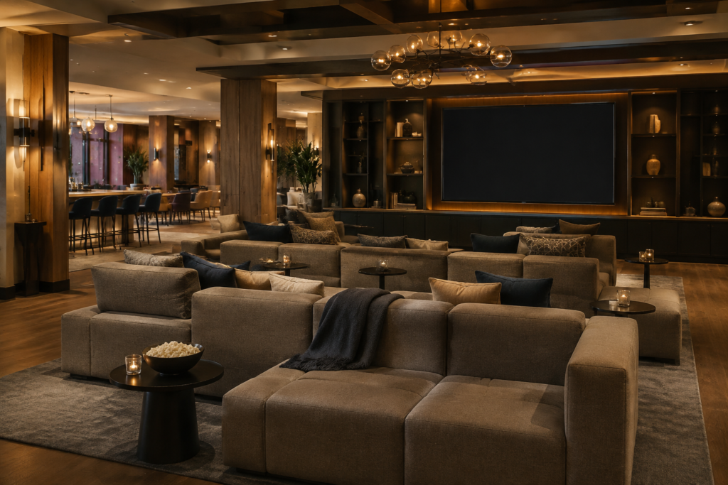 immagine compressa dell'eroe della lounge della giornata dell'hotel sul divano compresso